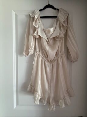 joa white lace dress JOA Los Angeles White Lace Sleeveless Tiered Midi Dress Small XS Summer
